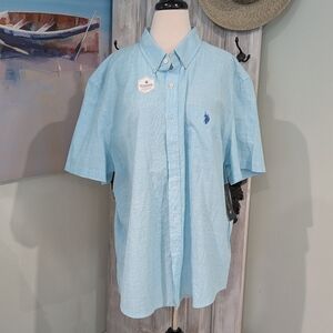 NWT U.S. Polo Assn. Blue Casual Button Down Shirt